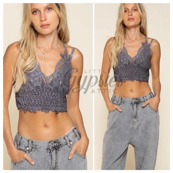 POL Longline Mineral Wash Lace Bralette - Picture 3 of 12